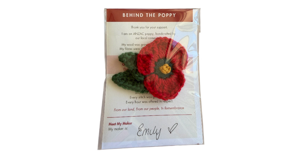 ANZAC Handmade Crochet Poppy
